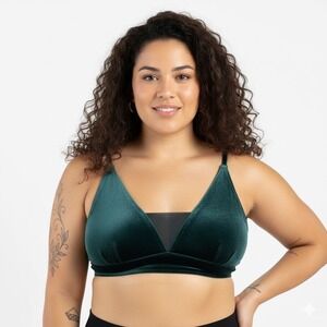 AXL Capezio Viridian Emerald Green Velvet Mesh V-Neck Dance Top adult XL